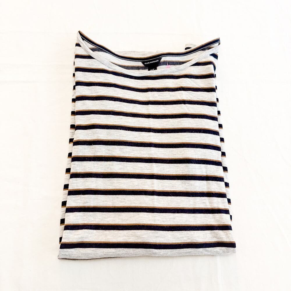Club Monaco Striped 3/4 Sleeve Shirt Dress Knee Length Size Medium